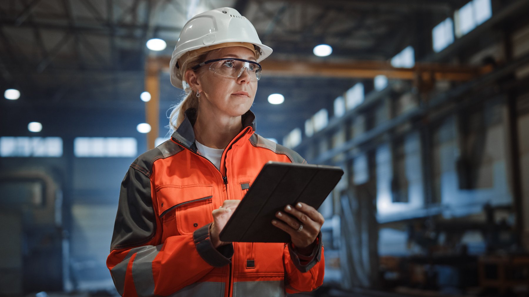 Woman in a warehouse